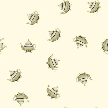Seamless pattern drink vintage teapot cartoon vector sign Stock Illustration