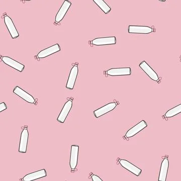 Seamless pattern drink water bottle cartoon vector Stock Illustration