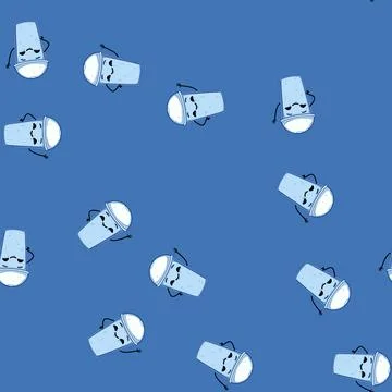 Seamless pattern drop water eco character cartoon vector Illustrazione stock