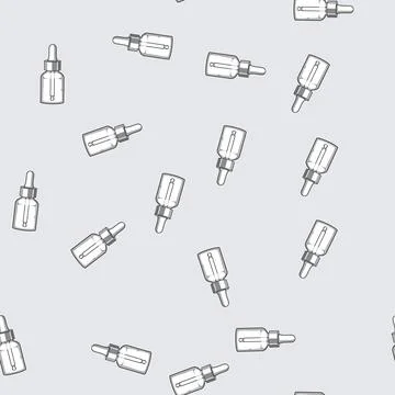 Seamless pattern Dropper bottle holding cosmetic or medical liquid Stock Illustration