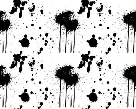 Seamless pattern of drops , splashes of black ink on a white background イラスト素材