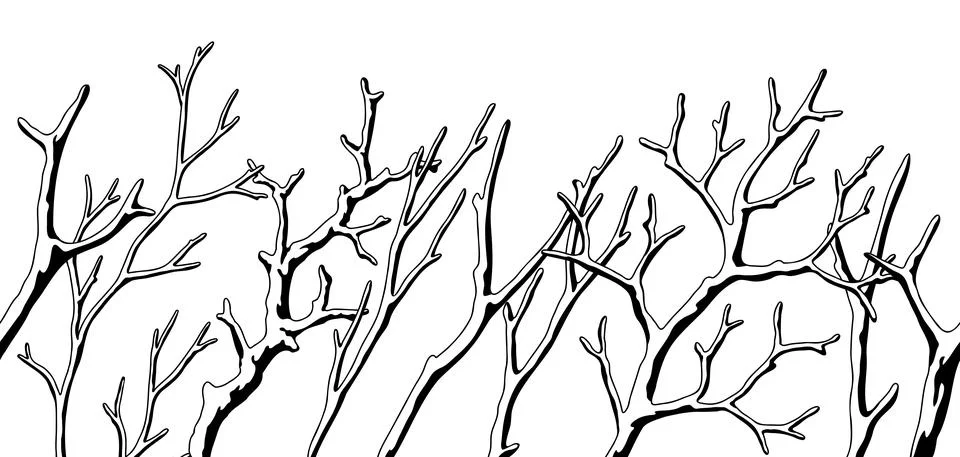 Seamless pattern with dry bare branches. Decorative natural twigs. Stock Illustration