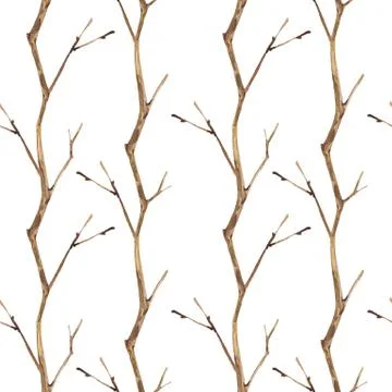Seamless pattern with dry branches Illustrazione stock