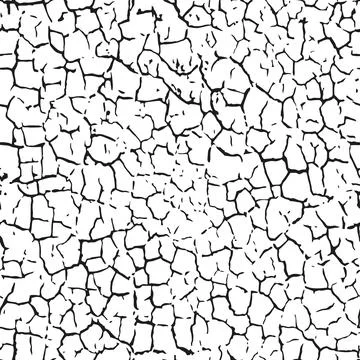A seamless pattern of dry cracked texture of soil or old paint. Stock Illustration