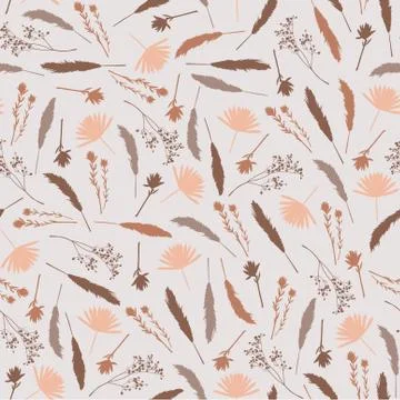 Seamless pattern of dry plants slhouettes. Stock Illustration