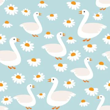 Seamless pattern in ducks and cloud childish pattern. Illustrazione stock