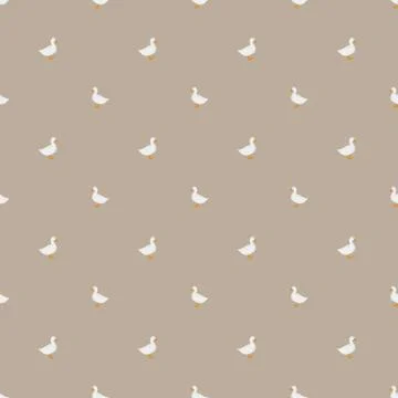 Seamless pattern of ducks on a beige background. elegant pattern for printing on Stock Illustration