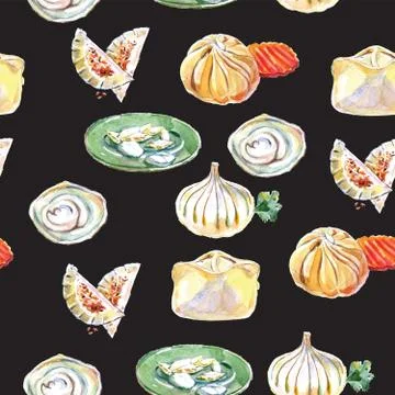 Seamless pattern of dumplings Illustrazione stock