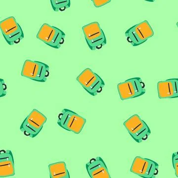 Seamless pattern durable backpack cartoon vector Stock Illustration