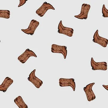 Seamless pattern durable cowboy boots cartoon vector Stock Illustration