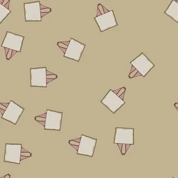 Seamless pattern durable fabric grocery bag cartoon vector Stock Illustration