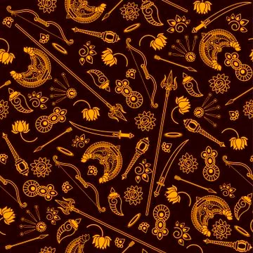 Seamless pattern  Durga Indian イラスト素材