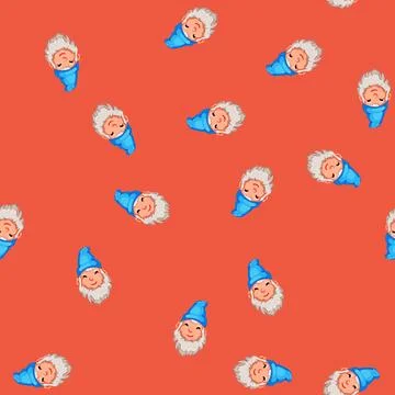 Seamless pattern dwarf garden gnome cartoon vector Stock Illustration