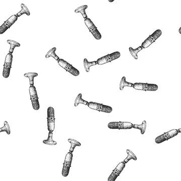 Seamless pattern dynamic microphone sketch hand drawn 库存插图