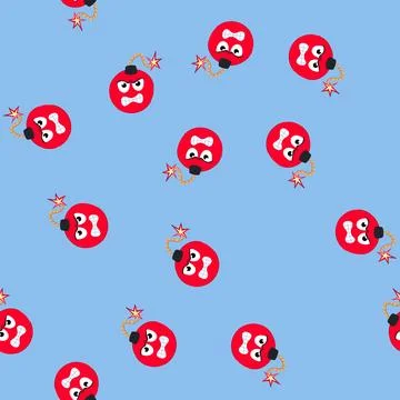 Seamless pattern dynamite bomb character cartoon vector イラスト素材