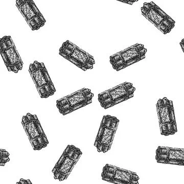 Seamless pattern dynamite bomb tnt sketch hand drawn 스톡 일러스트
