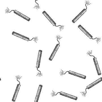 Seamless pattern dynamite danger tnt sketch hand drawn 스톡 일러스트