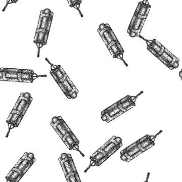 Seamless pattern dynamite explosion tnt sketch hand drawn Illustrazione stock