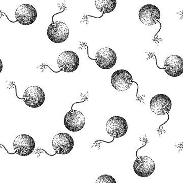 Seamless pattern dynamite fuse tnt sketch hand drawn 스톡 일러스트