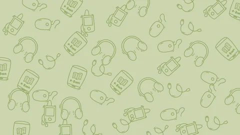 Seamless Pattern of e-Books and Headphones Looping Animation 스톡 동영상 328584344