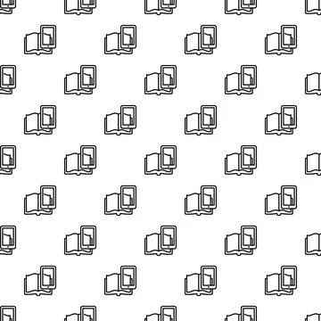 Seamless pattern with e learning and digital library concept Stock Illustration