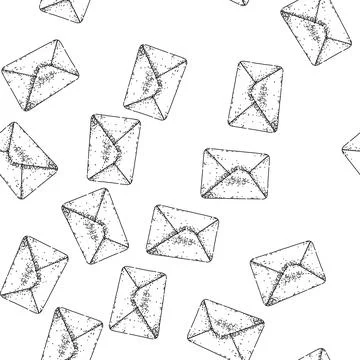 Seamless pattern e mail paper sketch hand drawn Stock Illustration