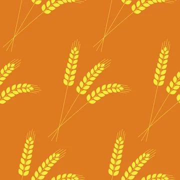 Seamless pattern, ear of wheat rye, vector illustration for textile three spi 스톡 일러스트