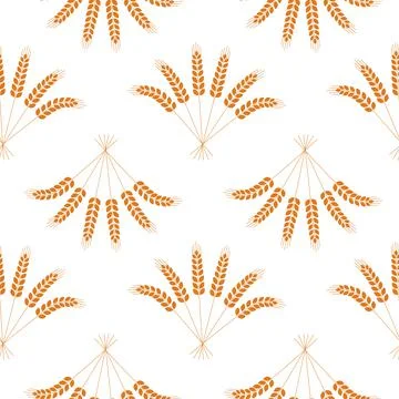 Seamless pattern, ear of wheat on a white background, vector illustration for イラスト素材