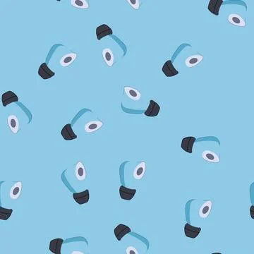 Seamless pattern ear wireless earphones cartoon vector Stock Illustration