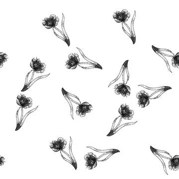 Seamless pattern early crocus sketch hand drawn Illustrazione stock