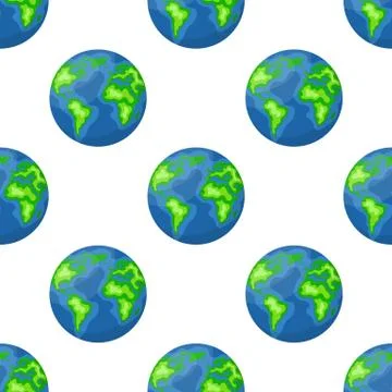 Seamless pattern with earth planet isolated on white background. Planet of so Illustrazione stock