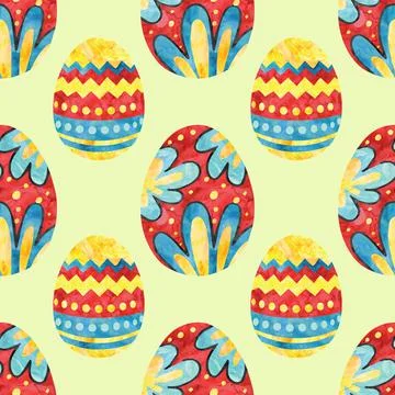Seamless pattern easter background, easter eggs, flowers. Set of Easter eleme Illustrazione stock