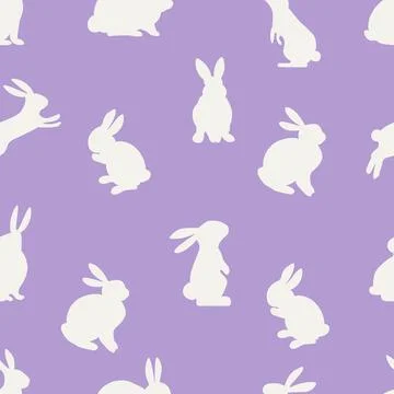 Seamless pattern with Easter bunnies. Decorative holiday wallpaper. Minimal.. Stock Illustration