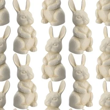 Seamless pattern with Easter bunnies made of white chocolate Illustrazione stock
