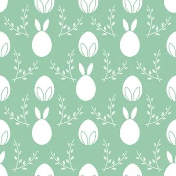 Seamless pattern. Easter Bunny ears, eggs, willow. Illustrazione stock