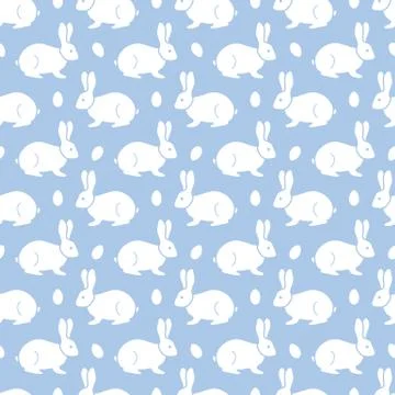 Seamless pattern with Easter Bunny, eggs. Stock Illustration
