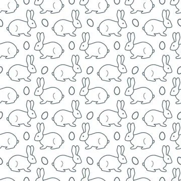 Seamless pattern with Easter Bunny, eggs. Stock Illustration