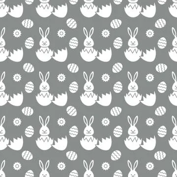 Seamless pattern with Easter Bunny, eggs. Stock Illustration
