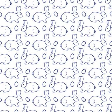Seamless pattern with Easter Bunny, eggs. Stock Illustration
