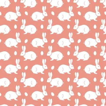 Seamless pattern with Easter Bunny, eggs. Stock Illustration