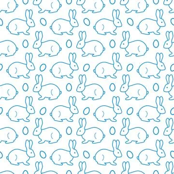 Seamless pattern with Easter Bunny, eggs. Stock Illustration