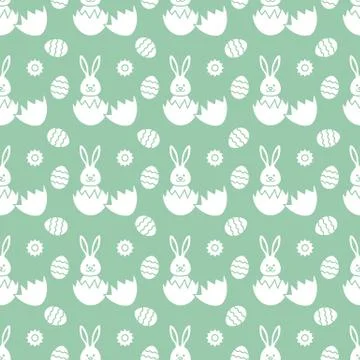 Seamless pattern with Easter Bunny, eggs. Stock Illustration
