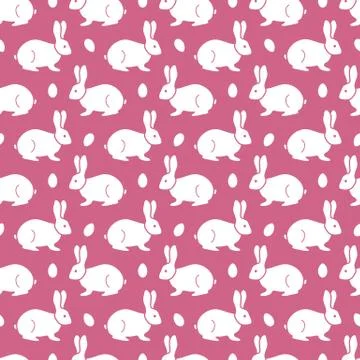 Seamless pattern with Easter Bunny, eggs. Stock Illustration
