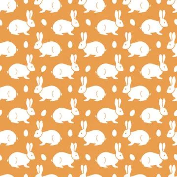Seamless pattern with Easter Bunny, eggs. Stock Illustration