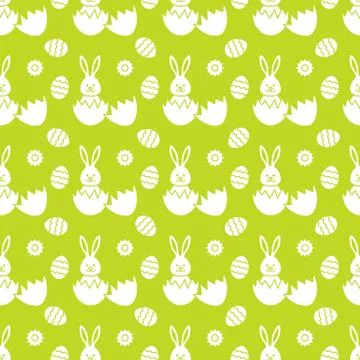 Seamless pattern with Easter Bunny, eggs. Stock Illustration