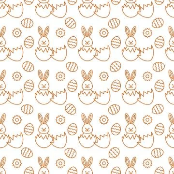 Seamless pattern with Easter Bunny, eggs. Stock Illustration