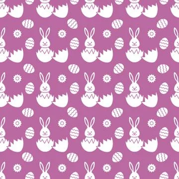 Seamless pattern with Easter Bunny, eggs. Stock Illustration