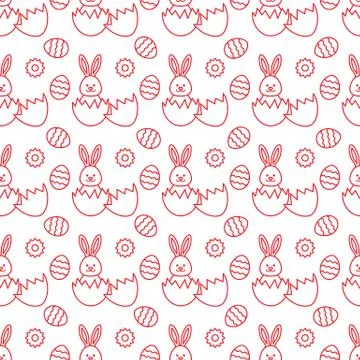 Seamless pattern with Easter Bunny, eggs. Stock Illustration