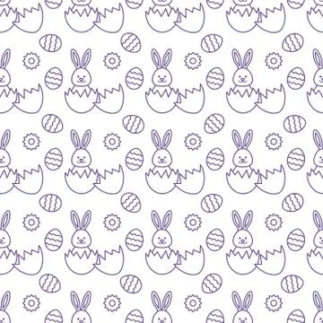 Seamless pattern with Easter Bunny, eggs. Stock Illustration