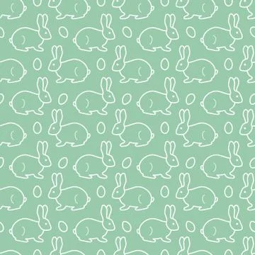 Seamless pattern with Easter Bunny, eggs. Stock Illustration